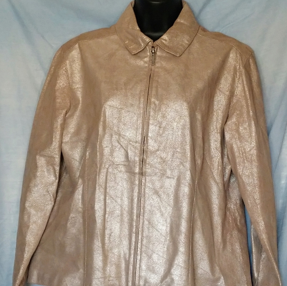 Chico's Lightweight Golden Leather Jacket sz 2